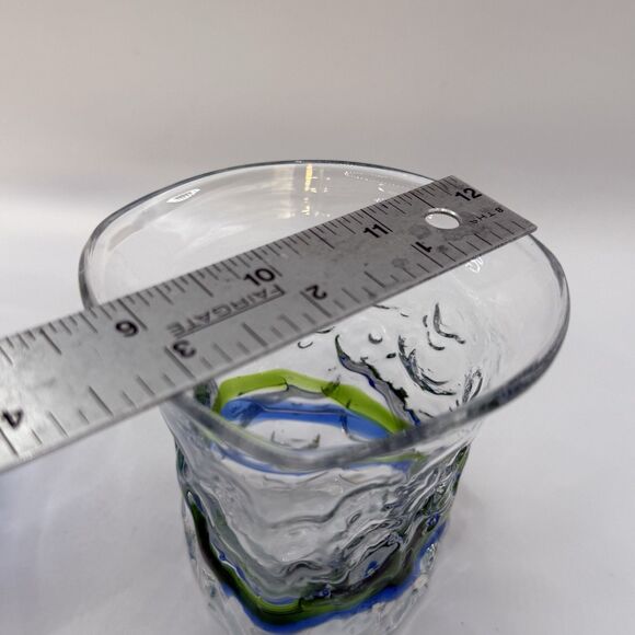 Ryukyu HandBlown Pair Clear Blue Green Swirl Glasses - Picture 8 of 10